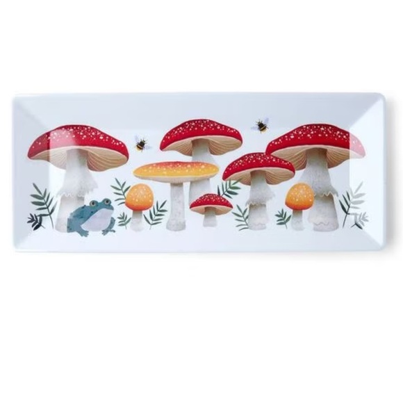 Frog and Mushrooms White Tray, NWOT 🐸 🍄 - Picture 1 of 8